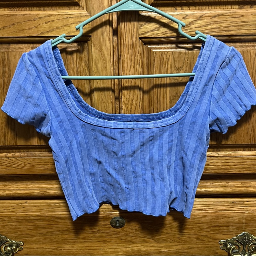 Aerie Dark Purple Ribbed Crop Top